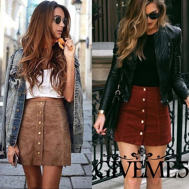 Váy ngắn da lộn có dây cột thời trang cho nữ