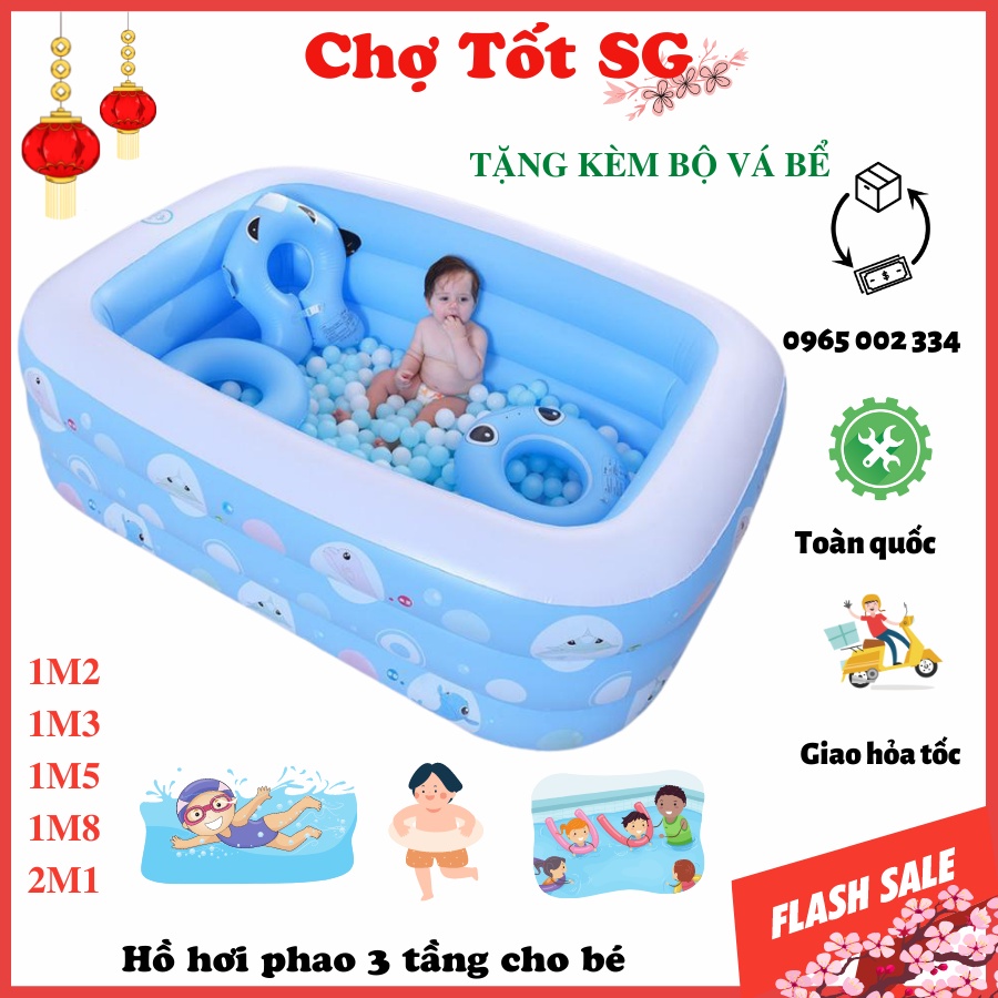 ✔️ Bể Bơi Cho Bé, Bể Bơi Phao Bơm Hơi Tại Nhà, Hồ Bơi 3 Tầng, Chất Liệu PVC Chống Trượt Bền Bỉ, An Toàn Cho Bé [BH 1-1]