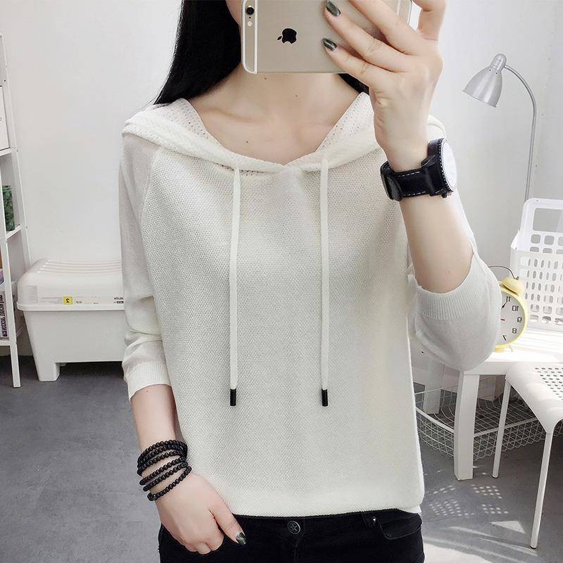 Áo Sweater Vải Lụa Lạnh Mỏng Dáng Rộng Tay Lửng Có Mũ Trùm Thời Trang Xuân Hè 2020 Cho Nữ