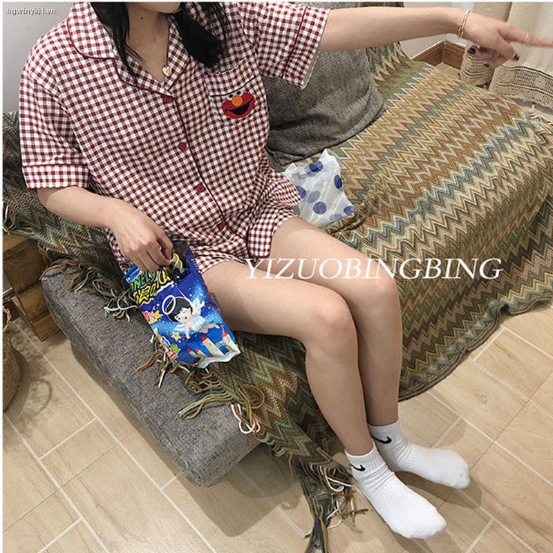 Set Đồ Bộ Ngắn Tay Họa Tiết Ca Rô Phong Cách Nhật Bản Dành Cho Nữ | BigBuy360 - bigbuy360.vn