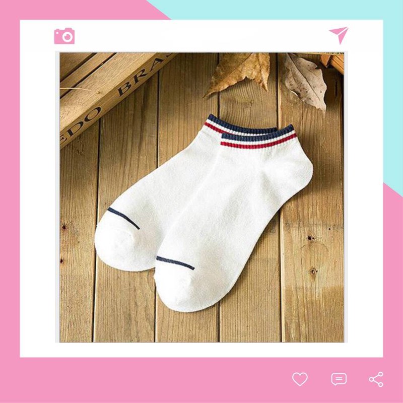 Vớ tất nam nữ ngắn cổ dáng lười viền cổ Hàn Quốc siêu hot TN04