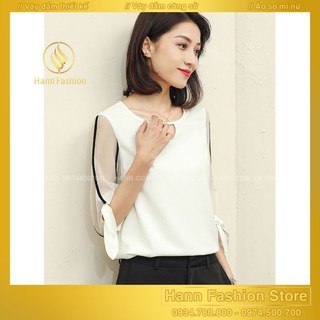 Áo sơ mi nữ tay lỡ cột nơ
