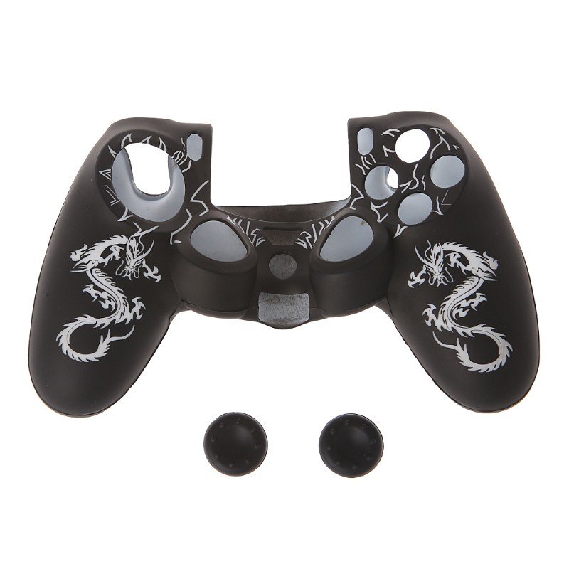 Vỏ Bọc Tay Cầm Chơi Game Bằng Silicon Hình Rồng Trung Hoa + 2 Nút Bọc Cần Điều Khiển Cho Ps4