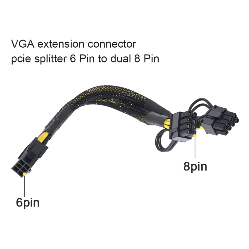 Thẻ Đồ Họa PCIE PCI 6P Sang 6 + 2P 6Pin Sang Cáp Nguồn 8Pin 1 Cái
