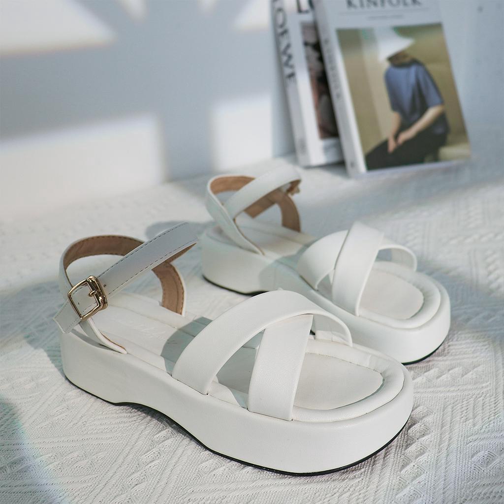 Giày sandal nữ quai chéo Museum Buckled đế bằng dép bánh mì thời trang bAimée & bAmor - MS3048