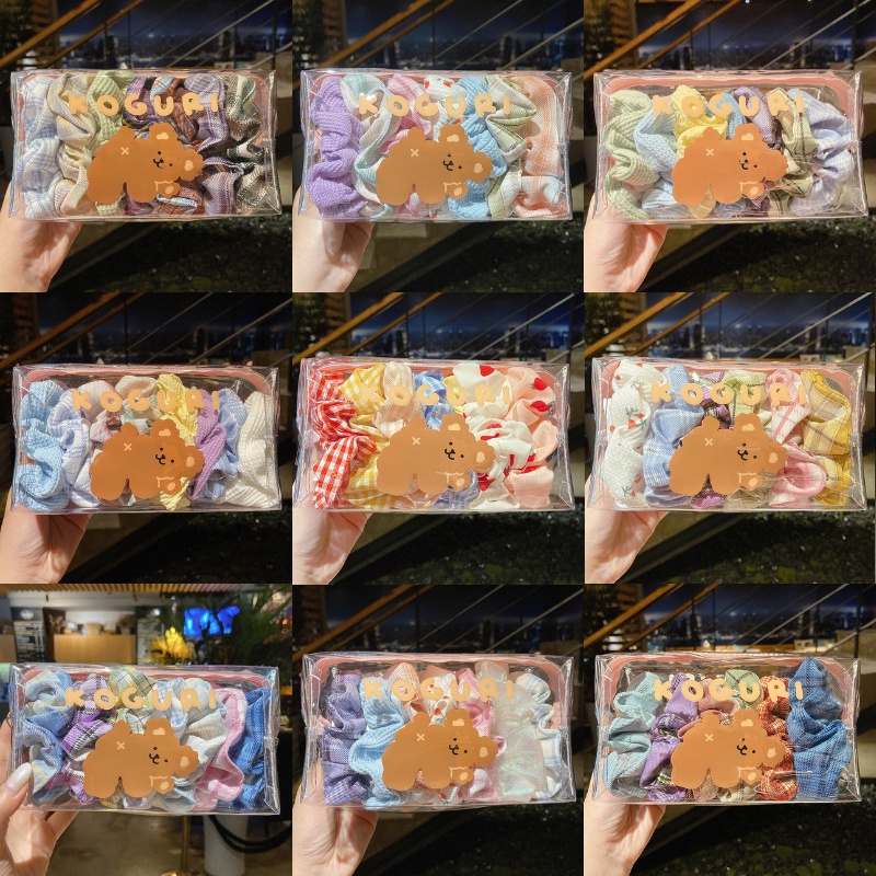 Set 7 Dây Buộc Tóc Cao Su Co Giãn Phong Cách Hàn Quốc Đơn Giản Dành Cho Nữ