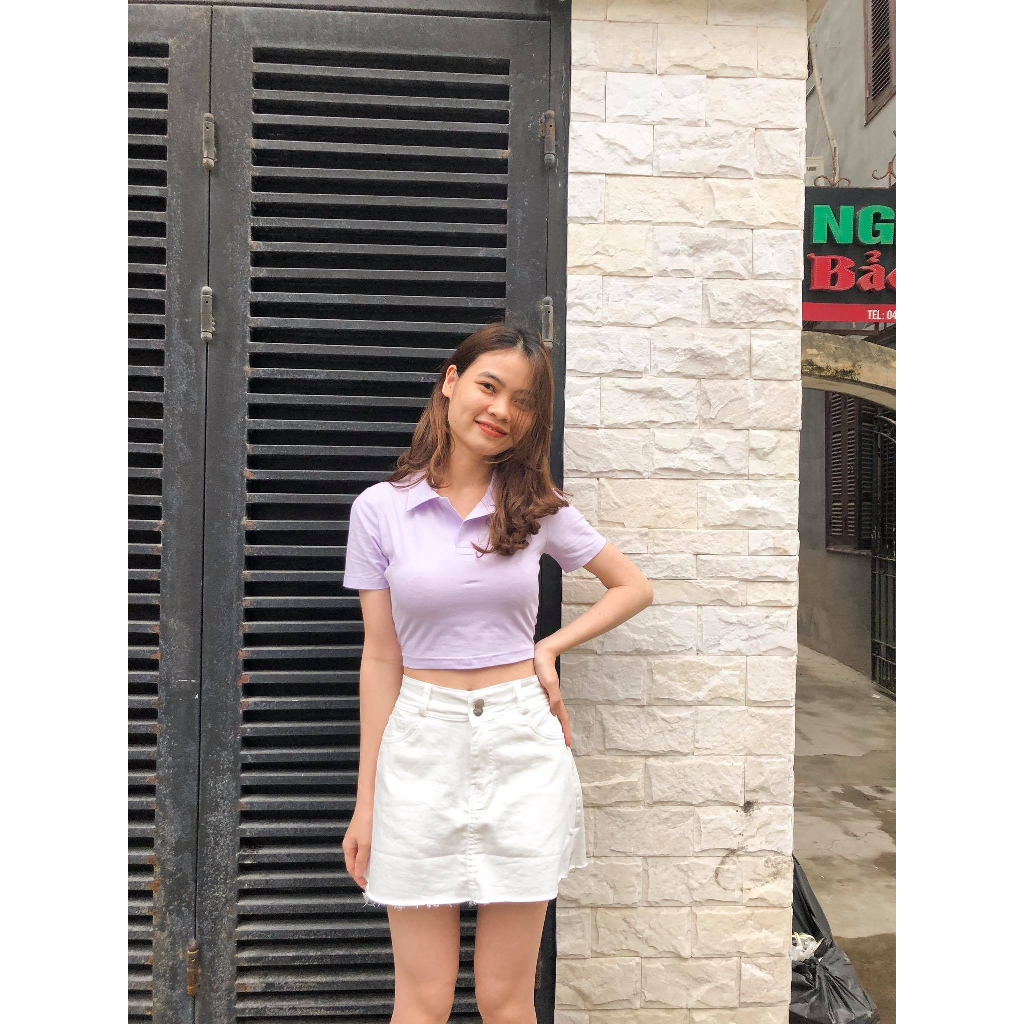 Áo cổ đức crop top