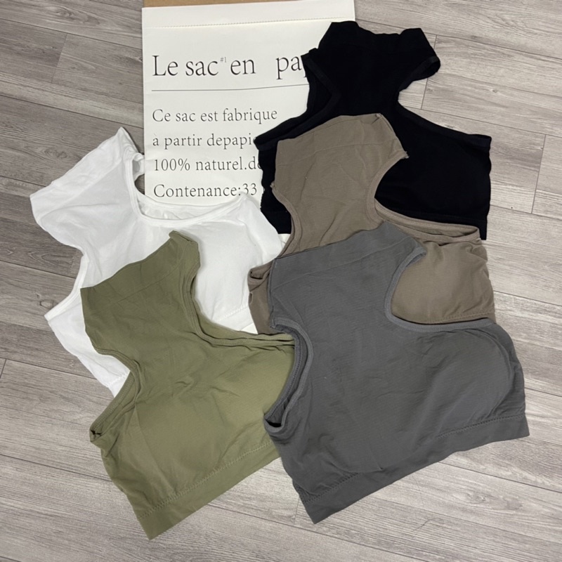 Áo khoét nách ba lỗ sát nách Áo bra croptop có đệm ngực