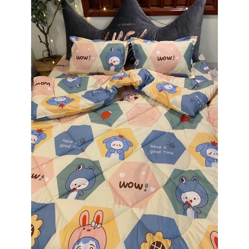 Set Chăn phao 5 món_Polly Cotton_Bò sữa_Doraemon