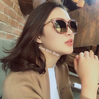 Kính râm Nữ mắt vuông gọng kim loại ABSENTE Viền hồng mắt bạc