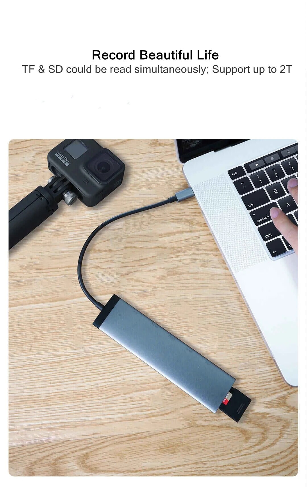 Bộ Chia Cổng Usb-C Hub 7 Trong 1 3 Cổng Usb 3.0 Hỗ Trợ Đọc Thẻ Nhớ Sd 4k | BigBuy360 - bigbuy360.vn