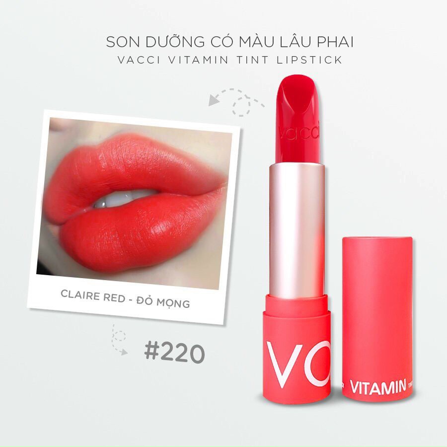 [Hàng Công ty_ Vacci_Mẫu mới] Son Vitamin cao cấp dưỡng môi lâu phai Tint Lipstick