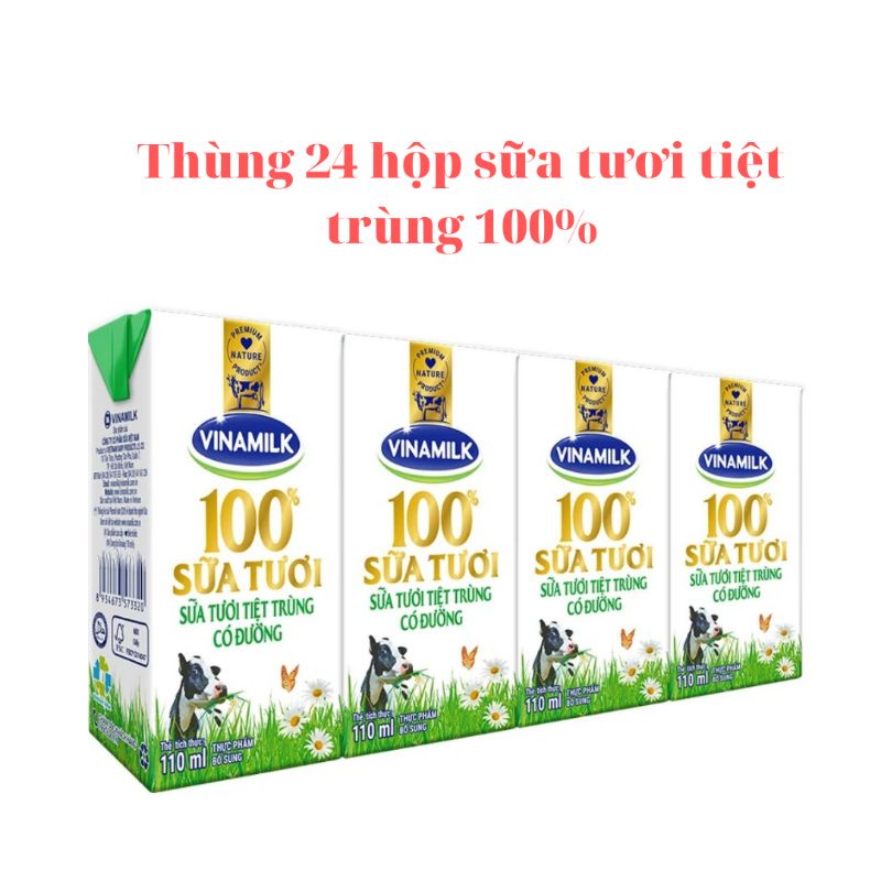 Combo 24 hộp sữa tươi tiệt trùng Vinamilk 110ml (6lốc x4hộp)