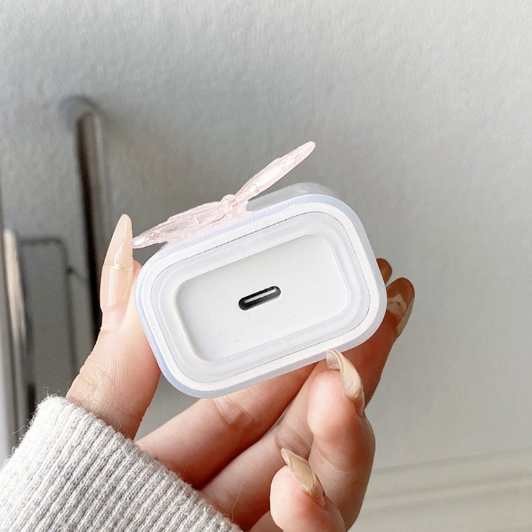 Vỏ bọc bảo vệ củ sạc dữ liệu USB Apple 18W / 20W chính hãng trong suốt gắn hình bướm nhiều màu