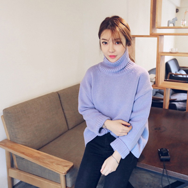 áo len ulzzang cao cổ dày cổ lọ gấp áo len nữ đẹp dáng rộng tay dài hồng xanh trắng đen đỏ kiểu hàn quốc | BigBuy360 - bigbuy360.vn