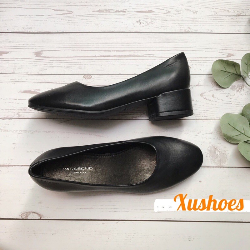 Giày cao gót công sở mũi tròn gót vuông 4cm Vagabond xuất Thuỵ Điển da dê mềm đế nhẹ (ảnh thật của shop)