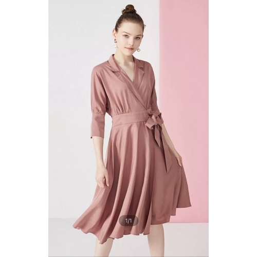 Đầm cổ bẻ xẻ tà thắt nơ VERO MODA