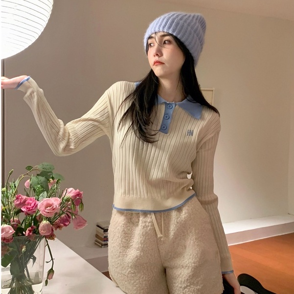 QADCOL Áo Len Tay Dài Cổ polo Thời Trang Cho Nữ