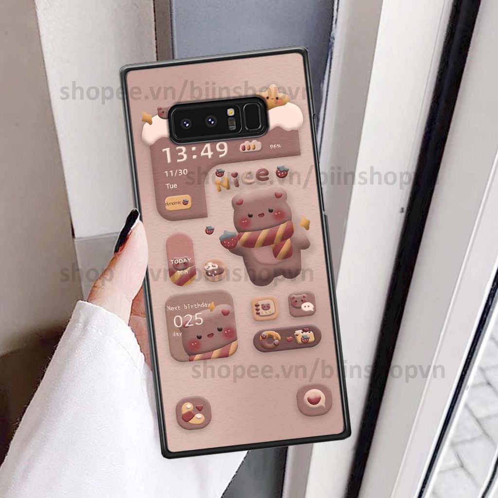 Ốp Samsung Note 8 in 3D icon gấu nổi siêu xinh, siêu đáng yêu, cá tính phong cách