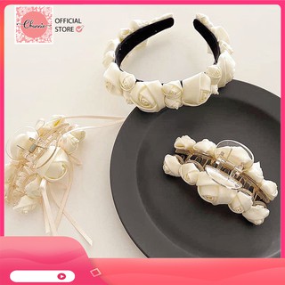Bờm tóc, băng đô, kẹp tóc hoa hồng xinh xắn sang chảnh cho bé gái