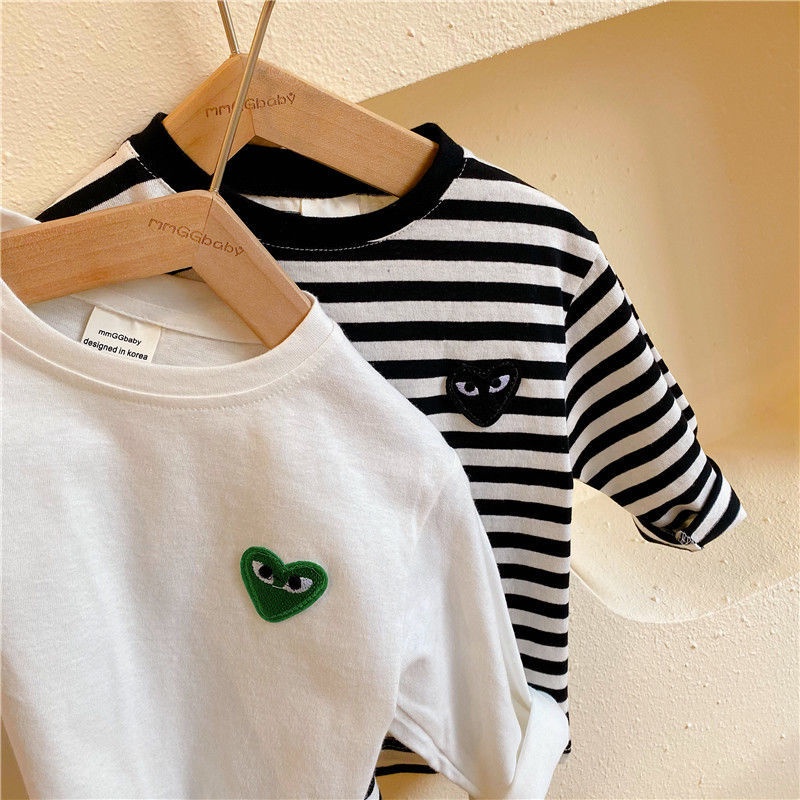 Áo Thun cotton Tay Dài Thêu Hình Trái Tim Thời Trang Mùa Thu Dành Cho Bé Trai Và Bé Gái 2022