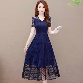 ĐẦM REN DẬP LY TAY NGẮN