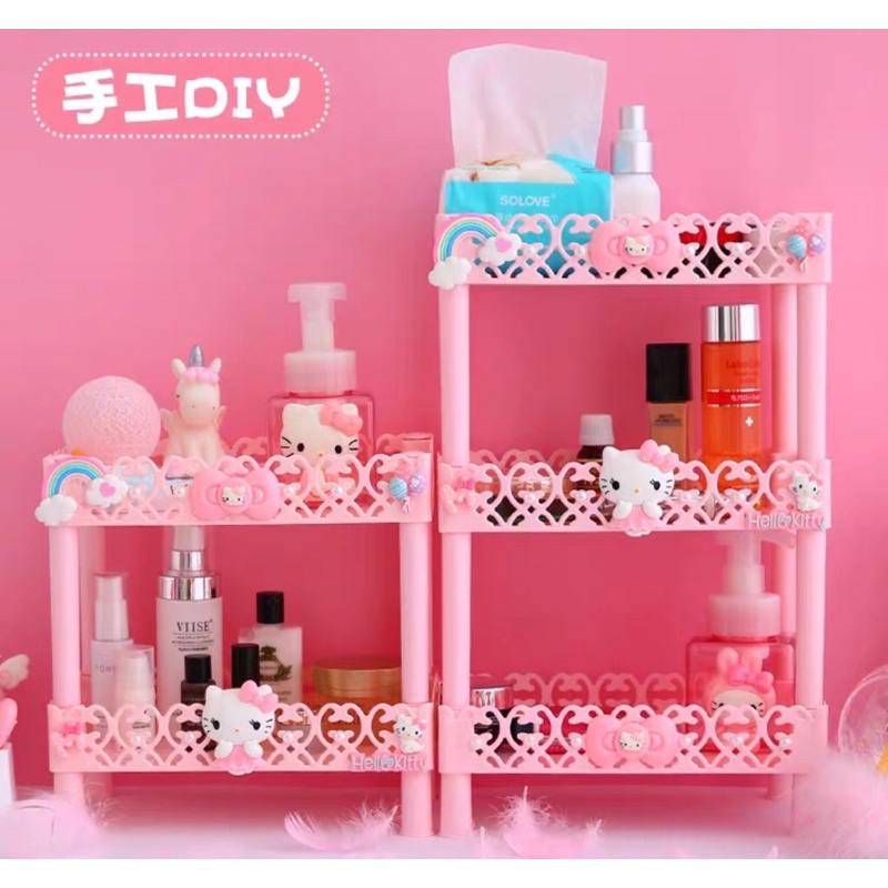 Kệ/ Giá nhựa để đồ đa năng Hello Kitty màu hồng xinh xắn