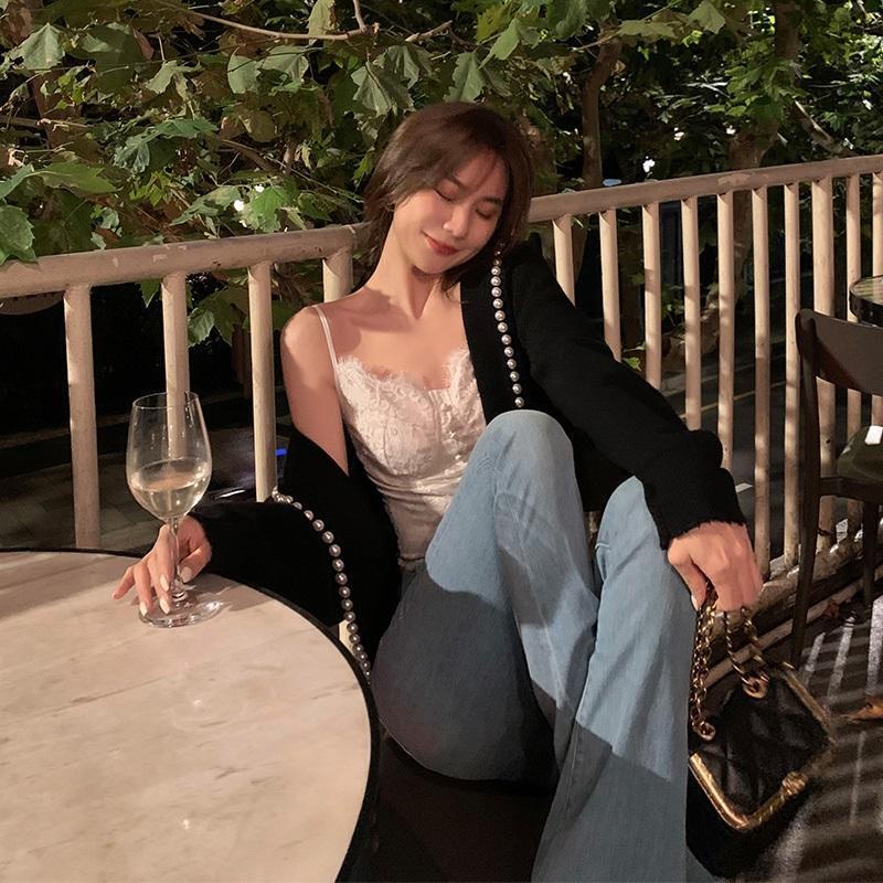 DUNEA Áo Hai Dây Phối Ren Có Miếng Đệm Ngực 3.8 Thời Trang Quyến Rũ Cho Nữ