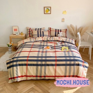 Bộ chăn ga gối cotton poly Mochi.house mẫu kẻ sọc đơn giản, sang trọng drap giường đẹp