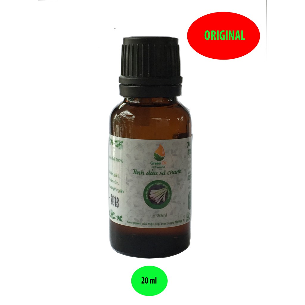 [ KHUYẾN MÃI ] Tinh dầu sả chanh nguyên chất GreenOil - 10ml, xông hương, đuổi muỗi, kiến ba khoang