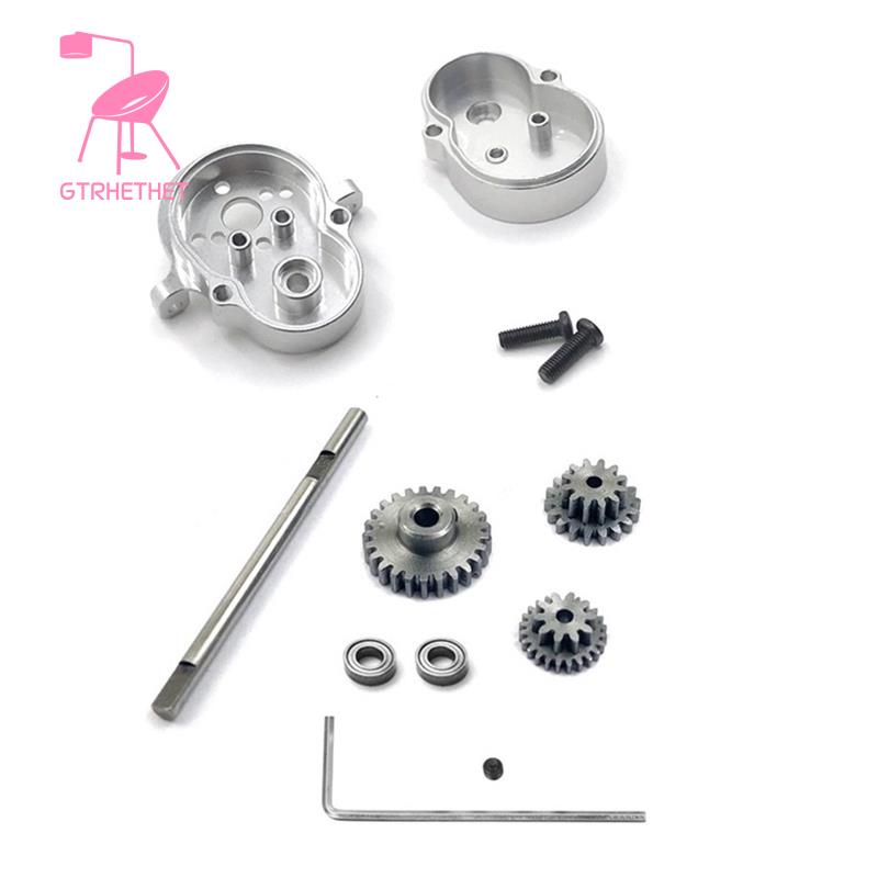 Hộp số hộp số kim loại màu đen kèm bánh răng thép cho xe điều khiển từ xa WPL D12 1/10