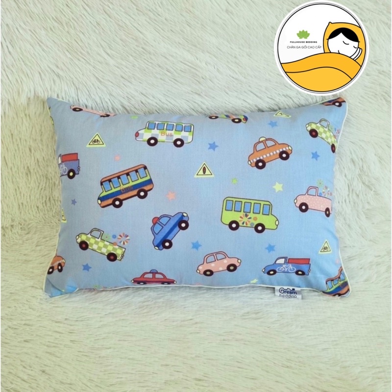 Gối Ôm Cho Bé Cotton 100% Vỏ Gối Ôm Cho Bé Size 20*60cm Ruột Gối Bông Gòn Trắng ( có khóa kéo)