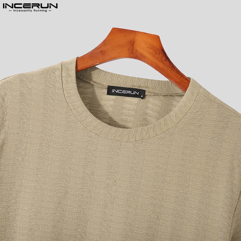 Áo thun INCERUN tay ngắn cổ thuyền phong cách cổ điển cho nam
