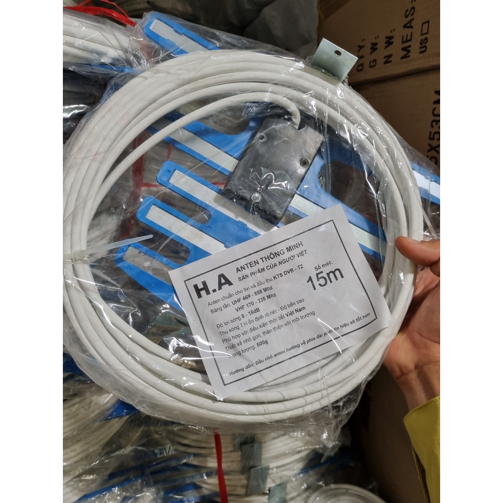 Anten Liền Dây 15M Tích Hợp với TIVI &amp; Đầu Thu KTS, DVB T2