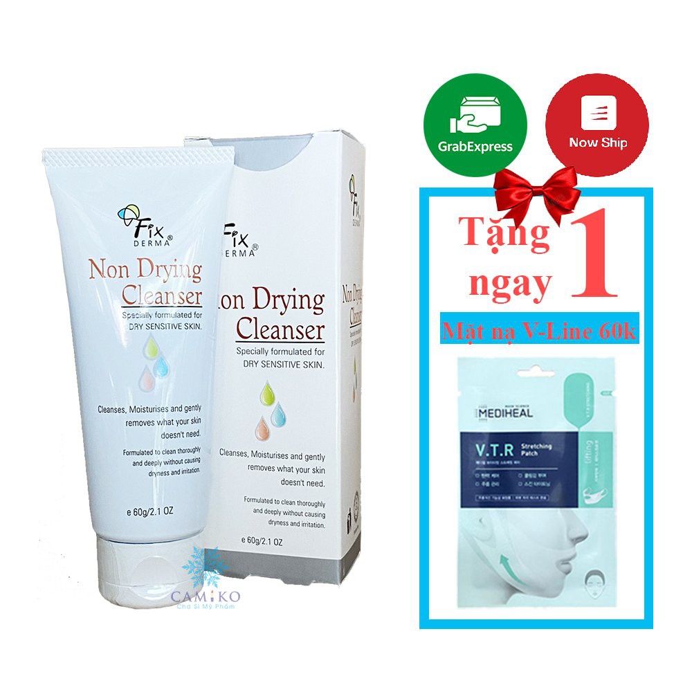 (Tặng 1 mặt nạ V line Mediheal) Sữa Rửa Mặt Cho Da Nhạy Cảm Fixderma Non Drying Cleanser (60g)