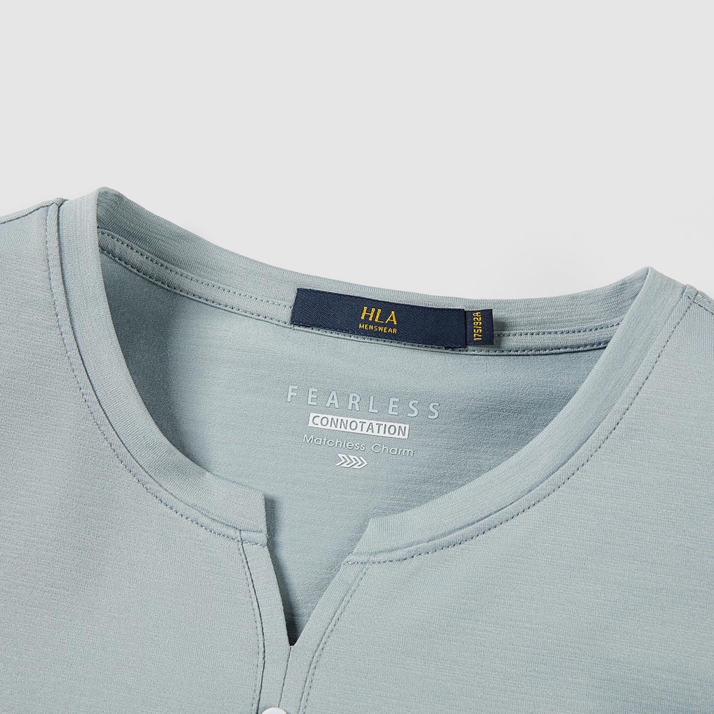 HLA - Áo Thun Nam Ngắn Tay Cổ Kiểu Y-neck short-sleeved T-shirt
