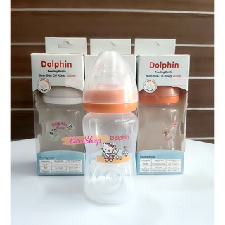 Bình sữa cổ rộng Dolphin 200ml (Tặng kèm 1 núm ty)