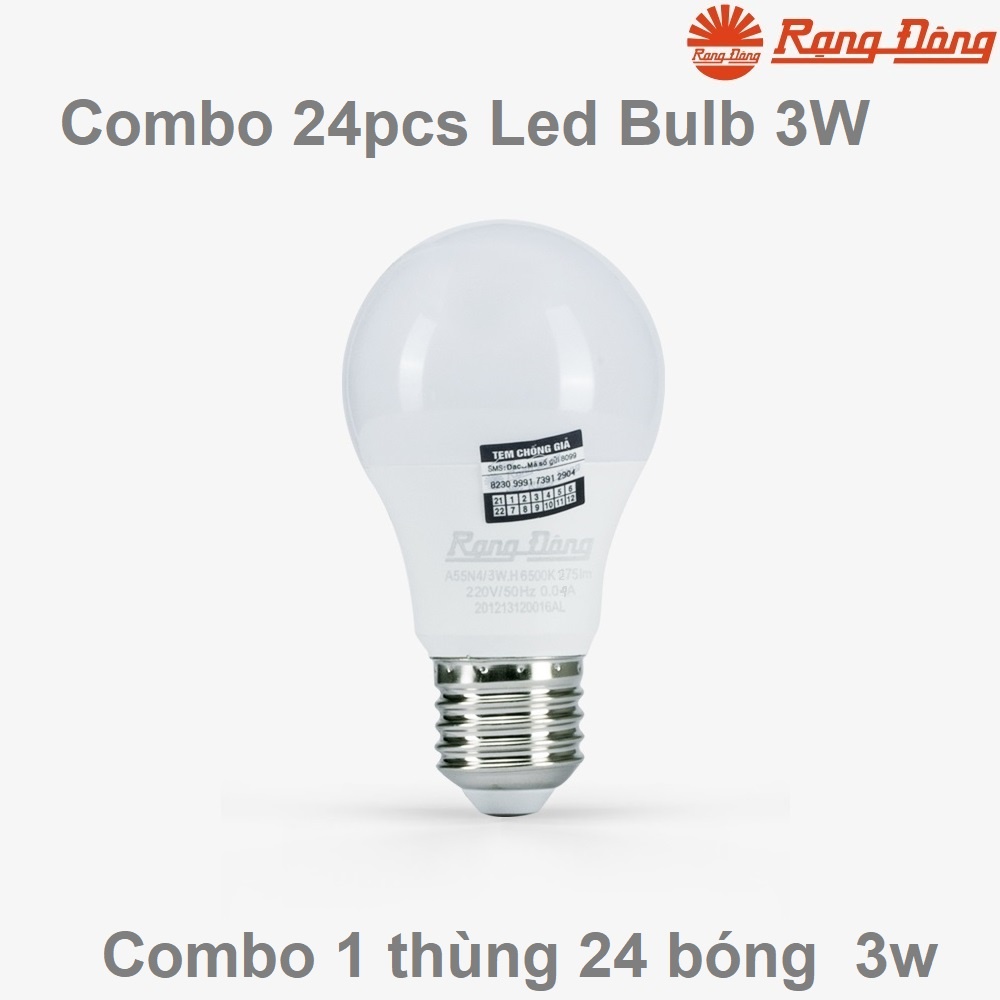 Combo 1 thùng 24 bóng đèn led tròn 3W Rạng Đông
