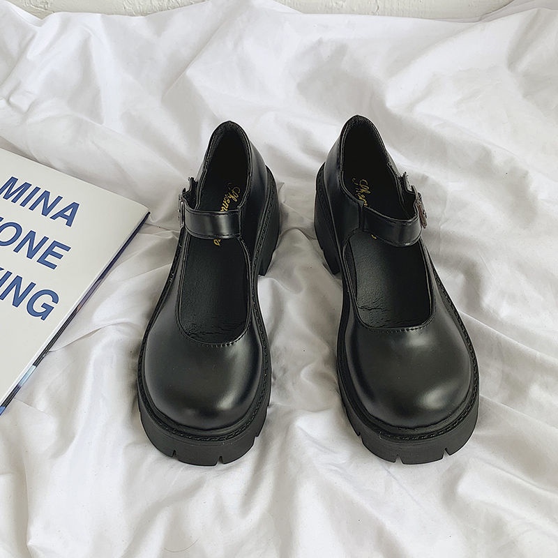 Giày Búp Bê Mũi Tròn Bằng Da Mềm Dày Dặn Phong Cách Mary Jane Nhật Bản Thời Trang Mùa Hè Dành Cho Nữ