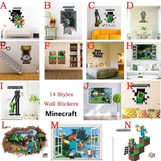 Minecraft Decal ❥ 🍎 Dán Giấy Dán Tường Creeper Steve Trò Chơi Hoạt Hình Cho Trẻ Em Phòng Steve Trang Trí Nhà Tiệc