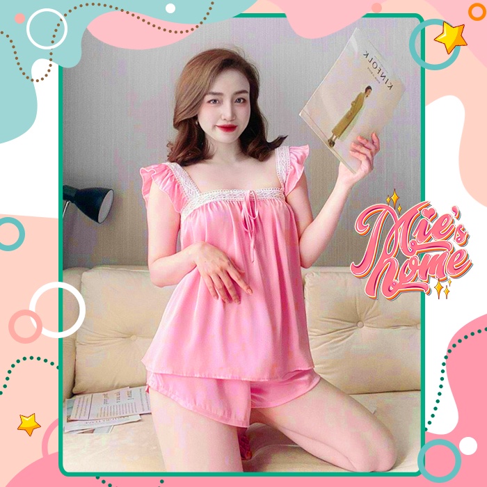 Đồ bộ mặc nhà ngủ đùi ngắn nữ, lụa satin mát mịn-Mie | BigBuy360 - bigbuy360.vn