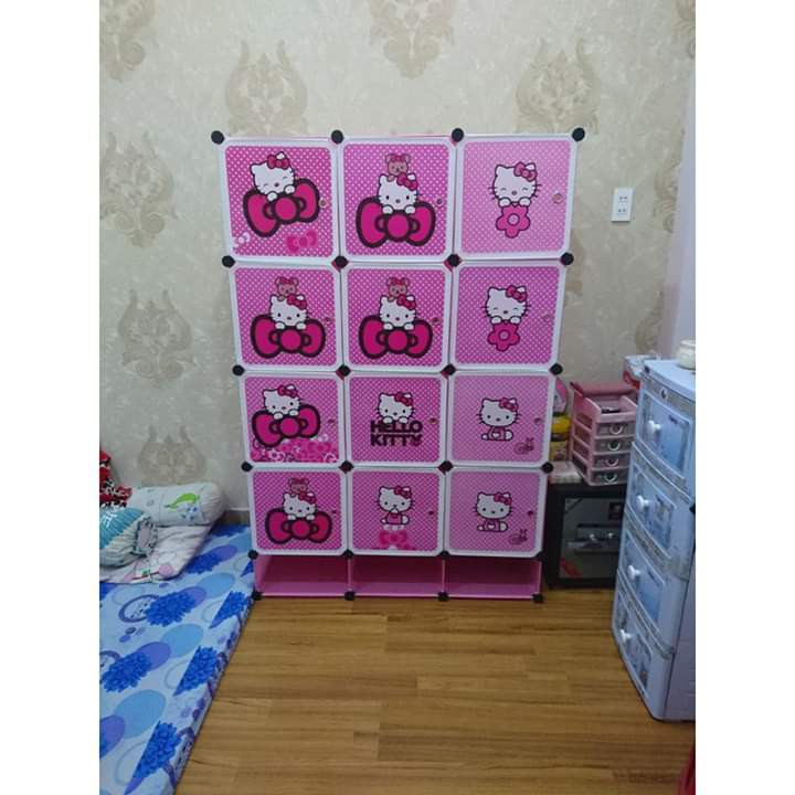 Tủ nhựa ghép 9 ô 111*111*47cm hình kitty màu hồng (Chọn mẫu theo phân loại)-Bảo hành 1 năm-Nội Thất Nghệ Thuật Forever