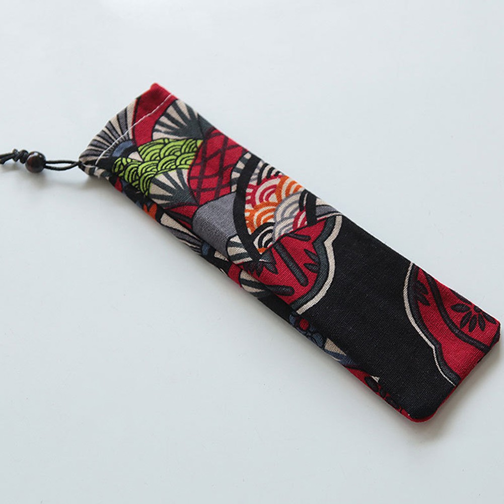 Túi canvas dây rút đựng dao nĩa phong cách Nhật Bản