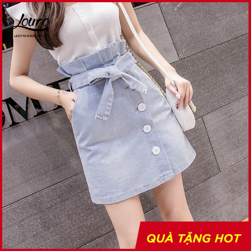 Chân váy chữ A Louro L805, mẫu chân váy đẹp chất demin, che bụng hiệu quả, điệu đà nữ tính | BigBuy360 - bigbuy360.vn