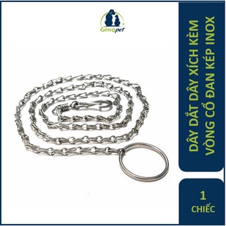 Dây dắt dây xích kèm vòng cổ đan kép inox 304