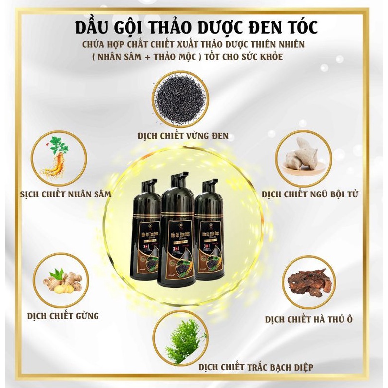 DẦU GỘI THẢO DƯỢC PHỦ BẠC MÀU ĐEN VÀ NÂU 3 IN 1 TRƯỜNG THỌ