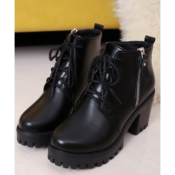 Giày Boot da nữ đế vuông cá tính B085 | BigBuy360 - bigbuy360.vn