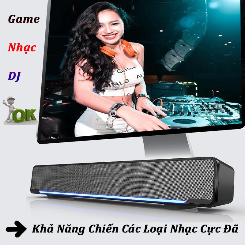 Loa máy tính SADA V-196 blutooth, Loa vi tính công suất lớn âm thanh nổi 4D Bass To Siêu Trầm Êm Có Dải Đèn Led