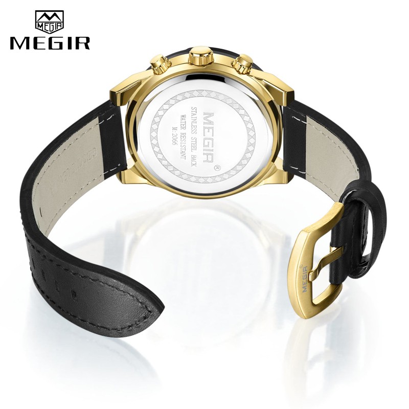 Đồng Hồ Đeo Tay Mặt Tròn Dây Da Chống Nước Thời Trang Dành Cho Nam MEGIR