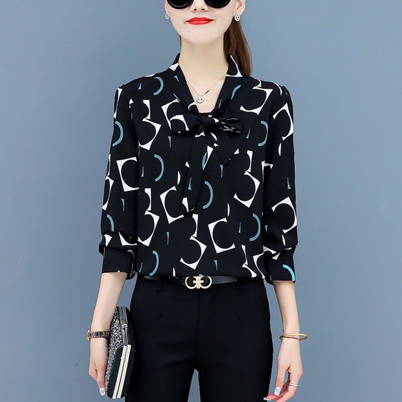 Áo Sơ Mi Chiffon Tay Dài Cổ Đứng In Họa Tiết Hoa Phong Cách Phương Tây Thời Trang Xuân Thu 2022 Cho Nữ